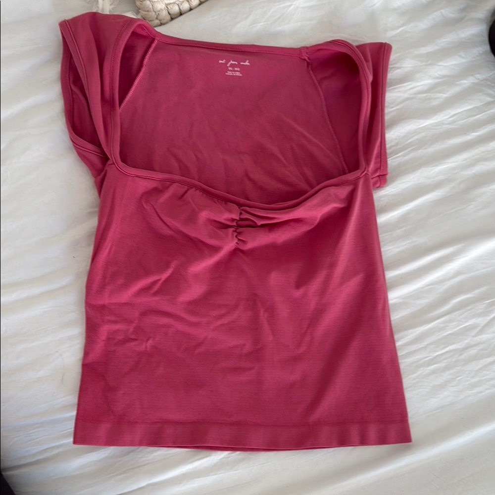 Urban Outfitters Pink Ruched Cap Sleeve Tank Top